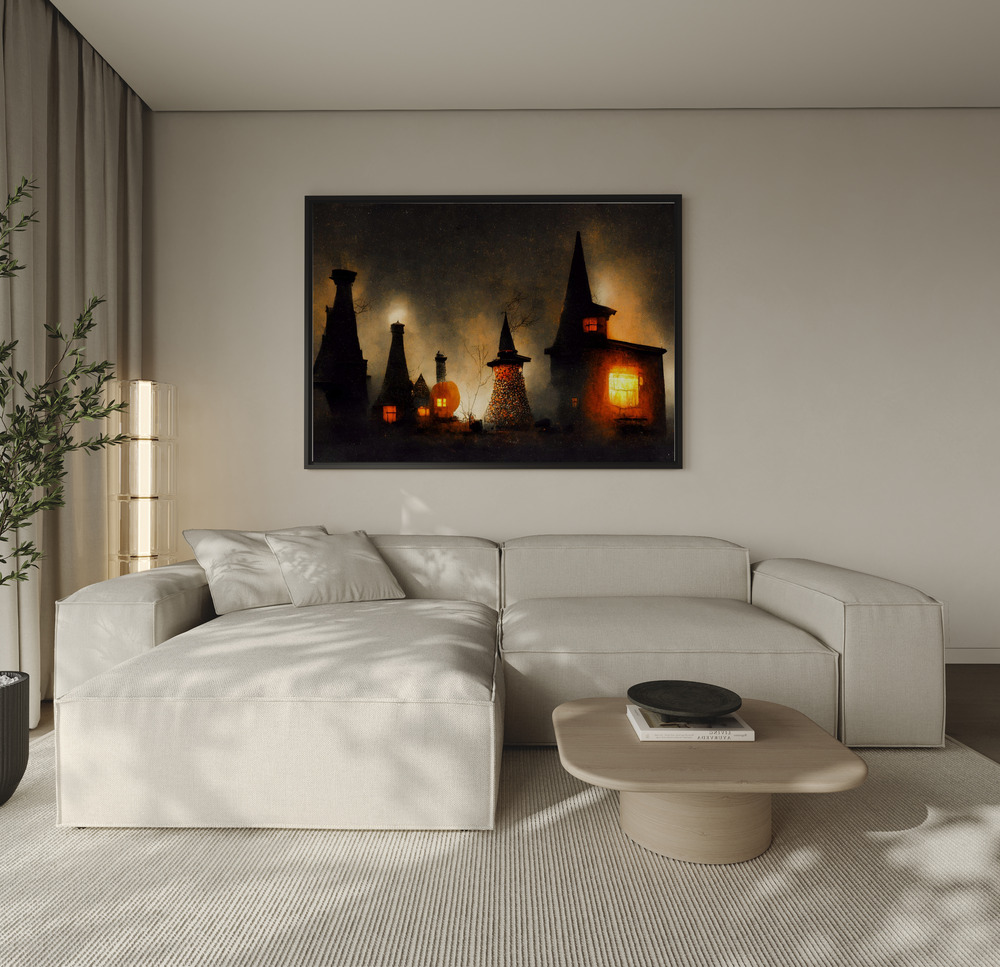 Canvas print - Village of the Witches over the sofa