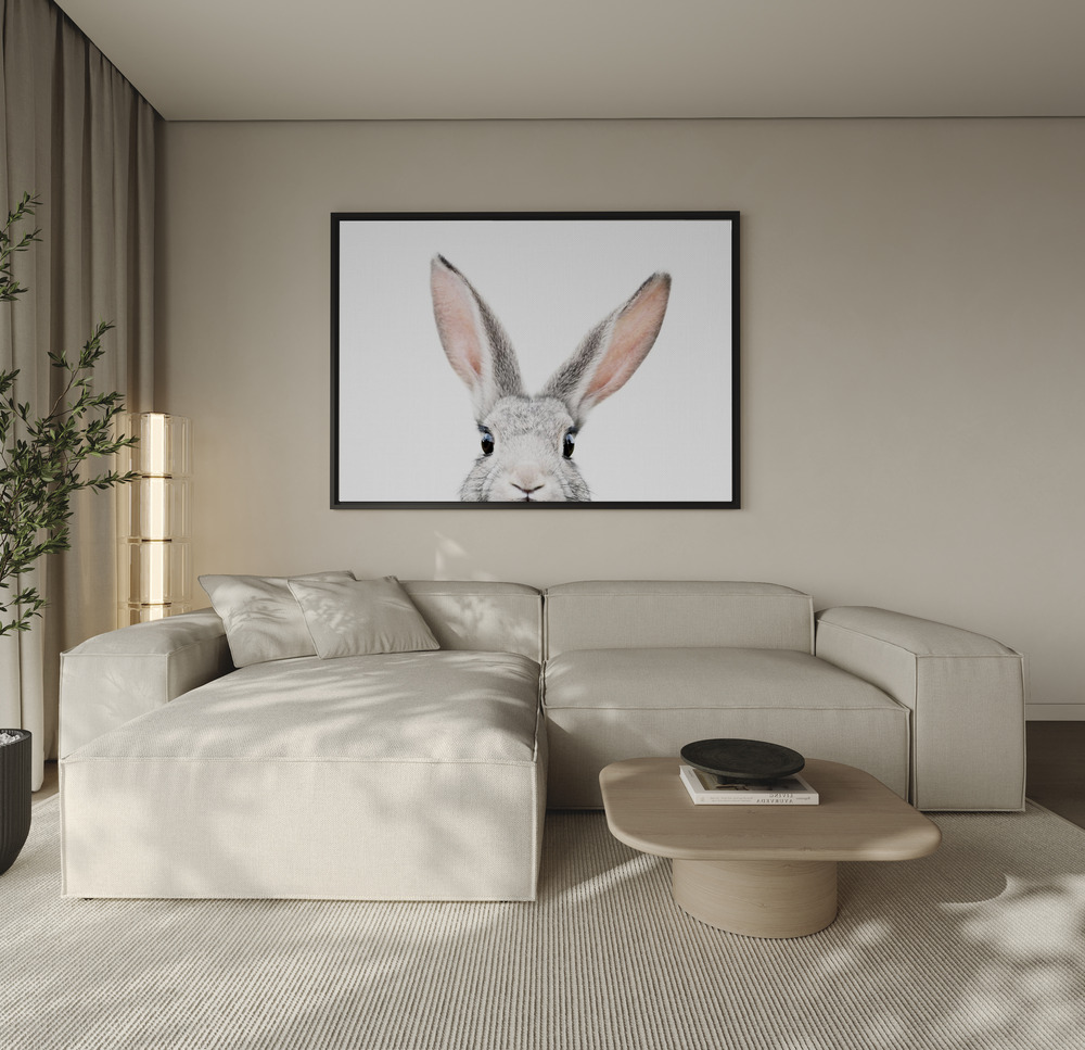 Canvas print - Peeking Bunny over the sofa