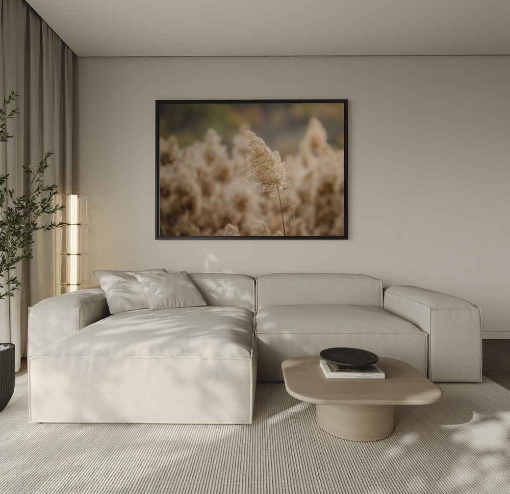 Toile - reed flower au-dessus du canapé