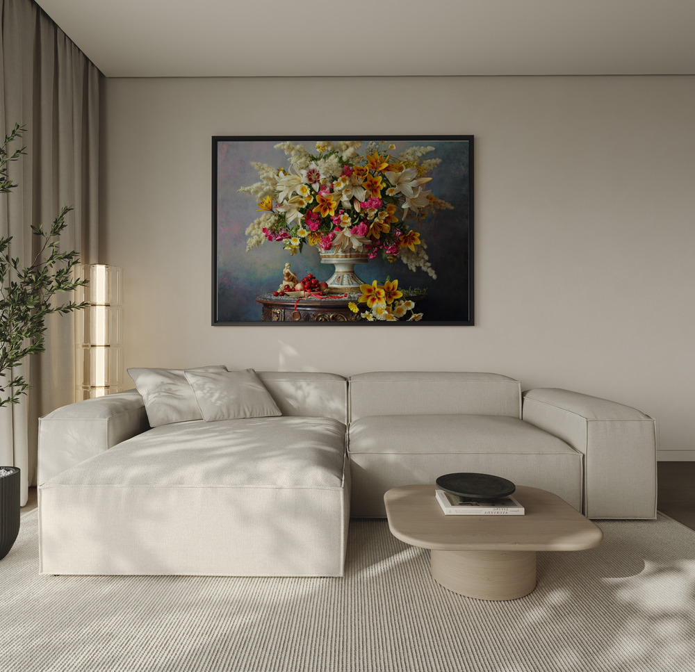 Canvas print - Still life with flowers over the sofa