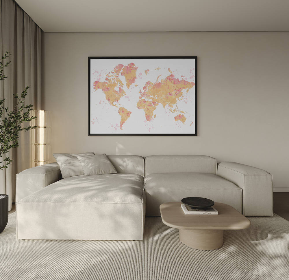 Canvas print - Amanda world map silhouette over the sofa