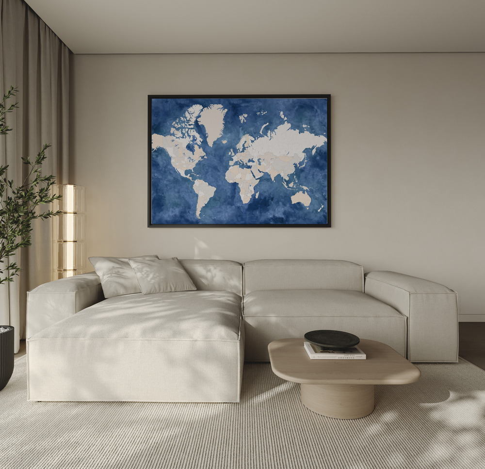 Canvas print - Hudson world map over the sofa