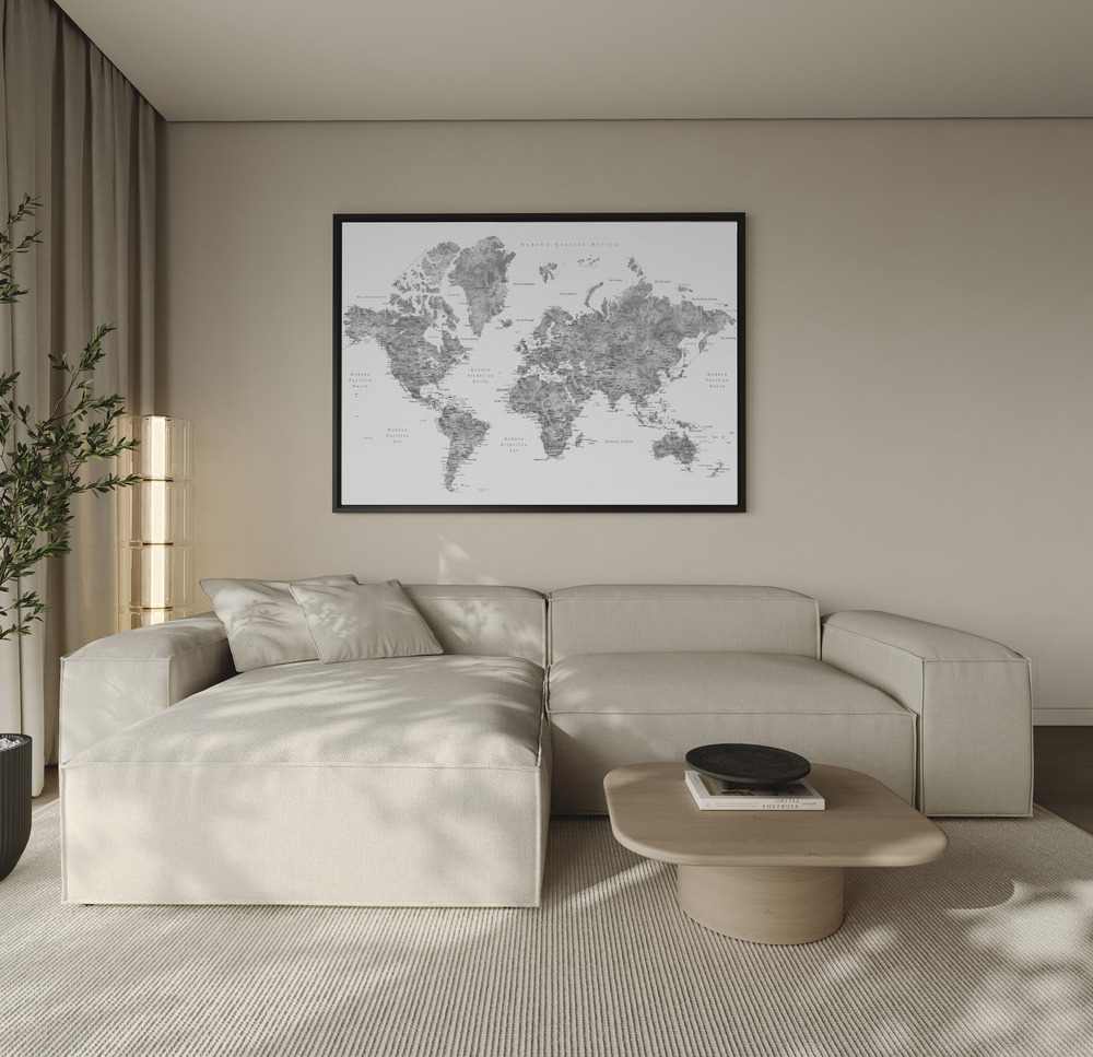 Canvas print - Jimmy world map in Spanish over the sofa