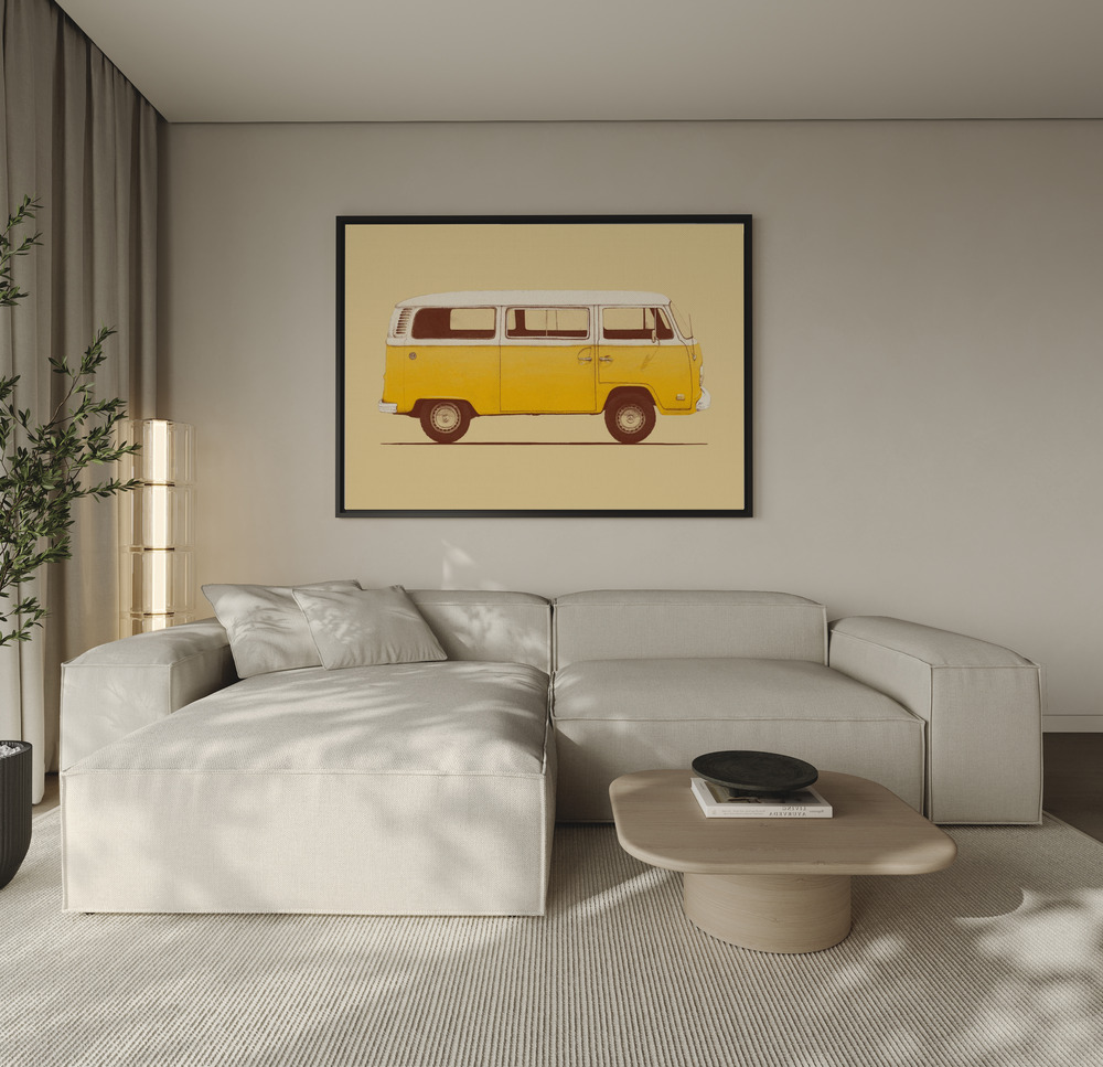 Toile - Yellow Van au-dessus du canapé