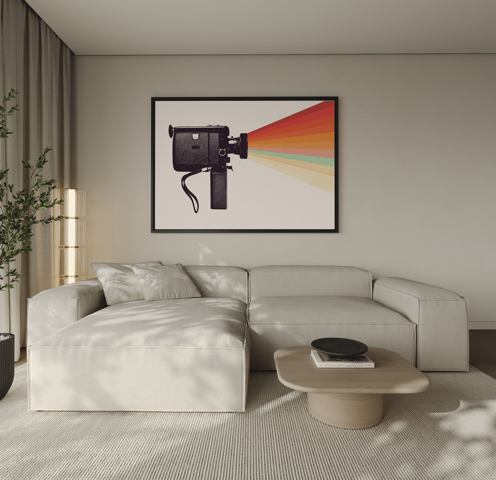 Canvas print - Movie Camera Rainbow over the sofa