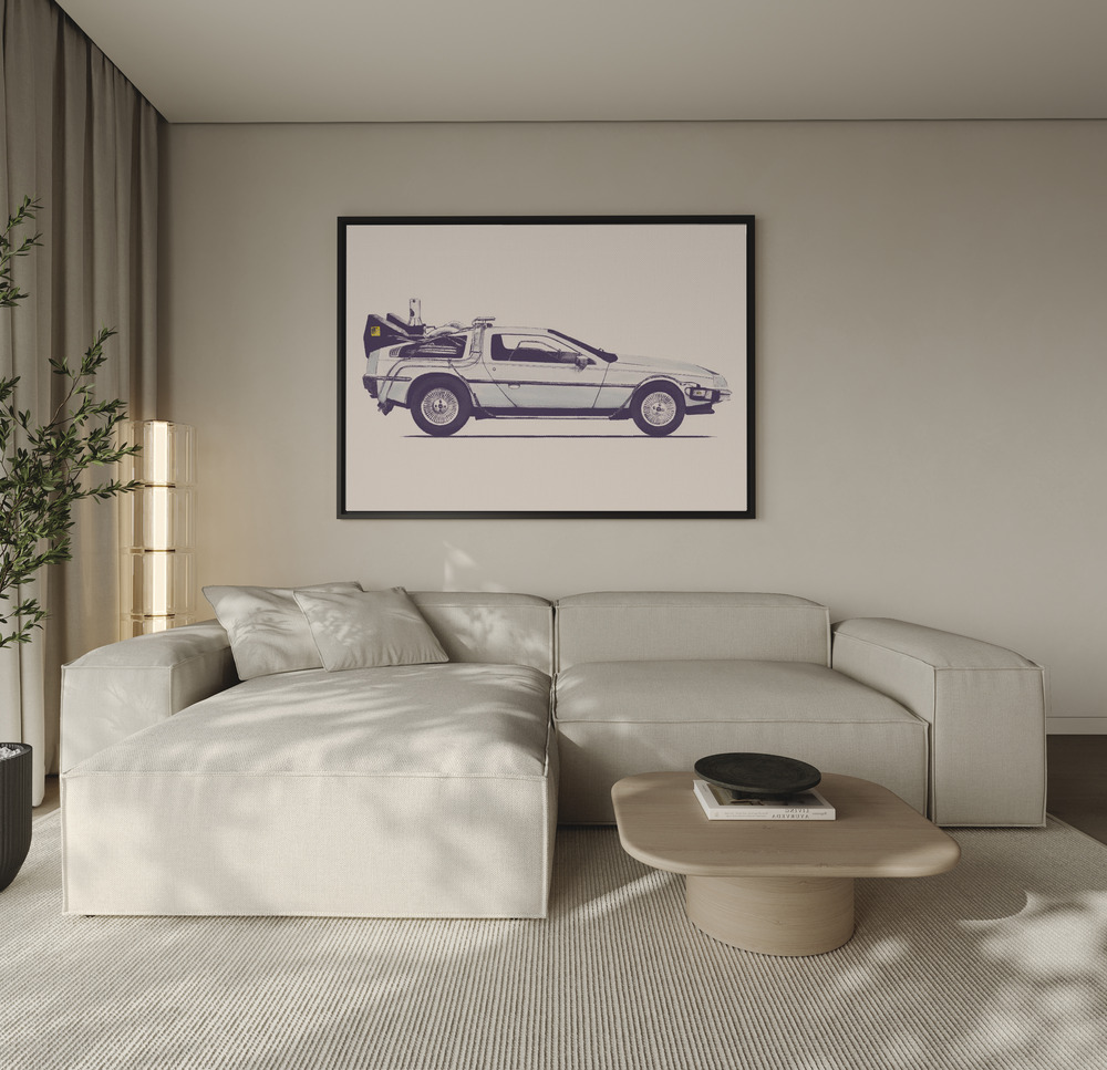 Canvas print - Delorean over the sofa