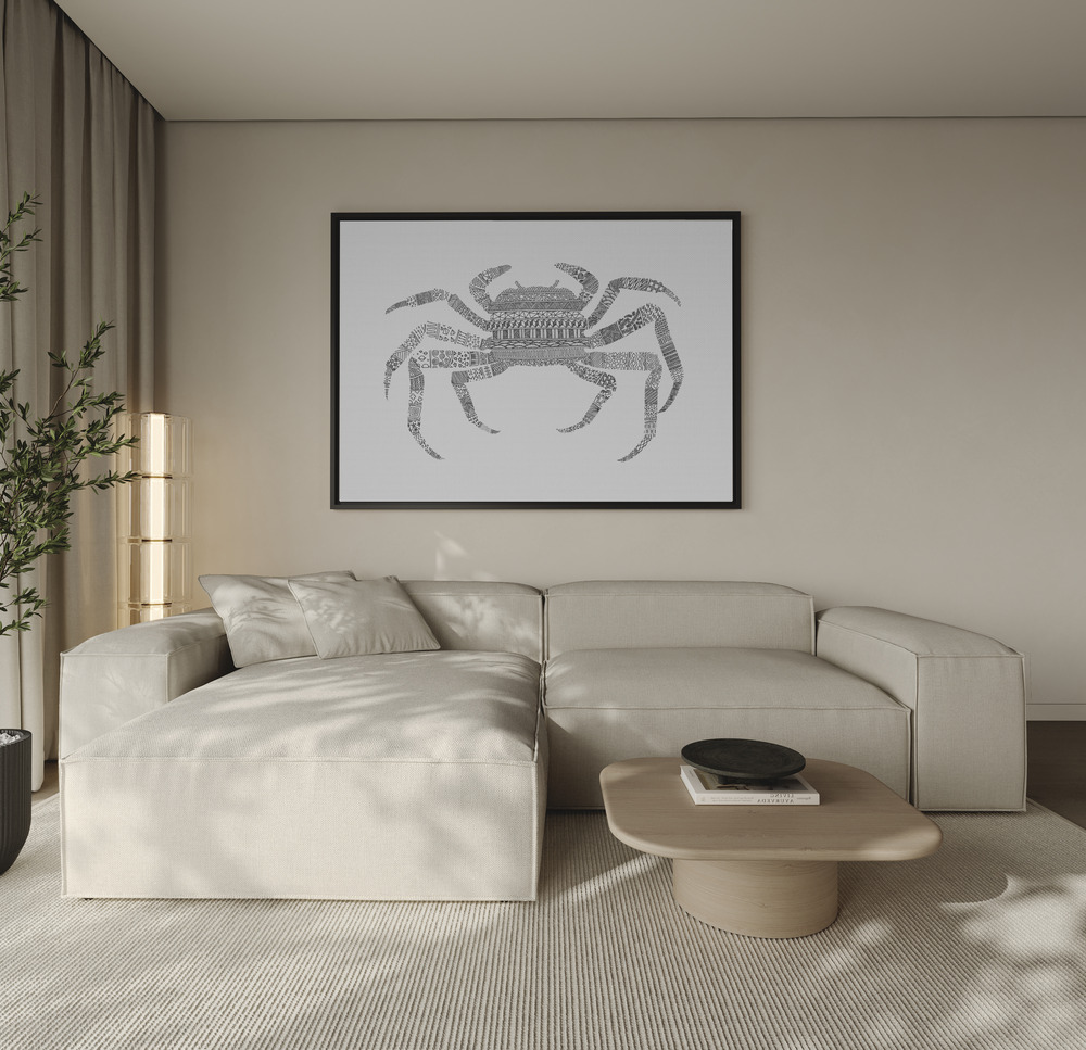 Toile - Crab Grey Affiche - Grey au-dessus du canapé