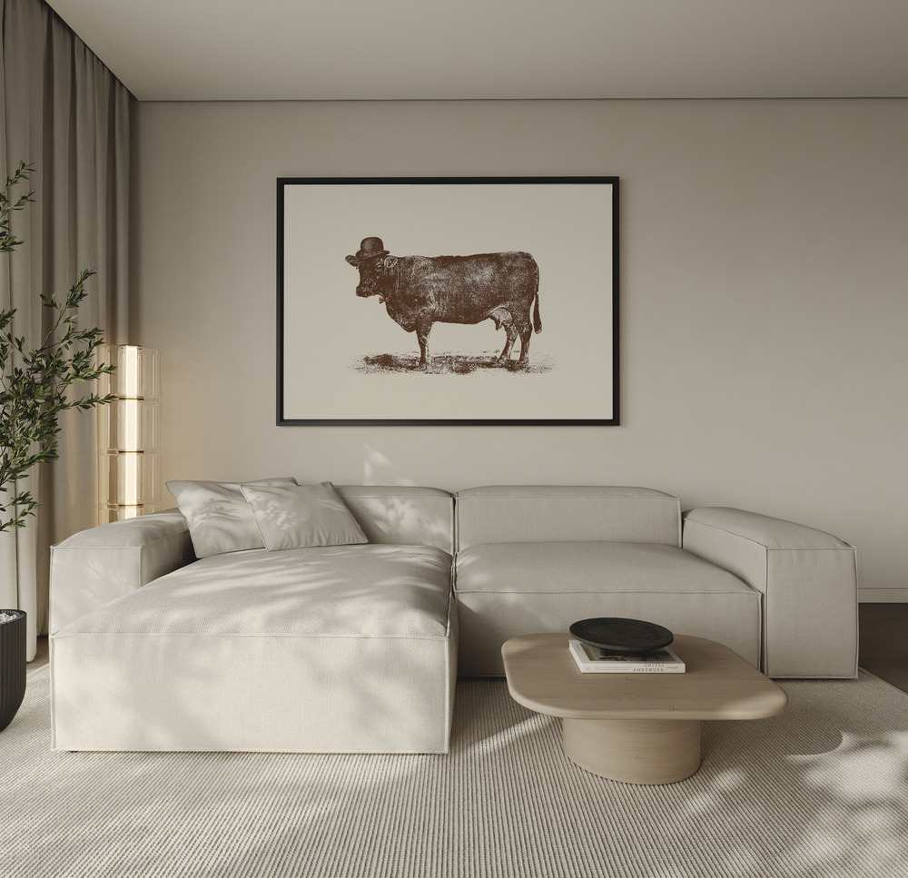 Canvas schilderi - Cow Cow Nut over de bank