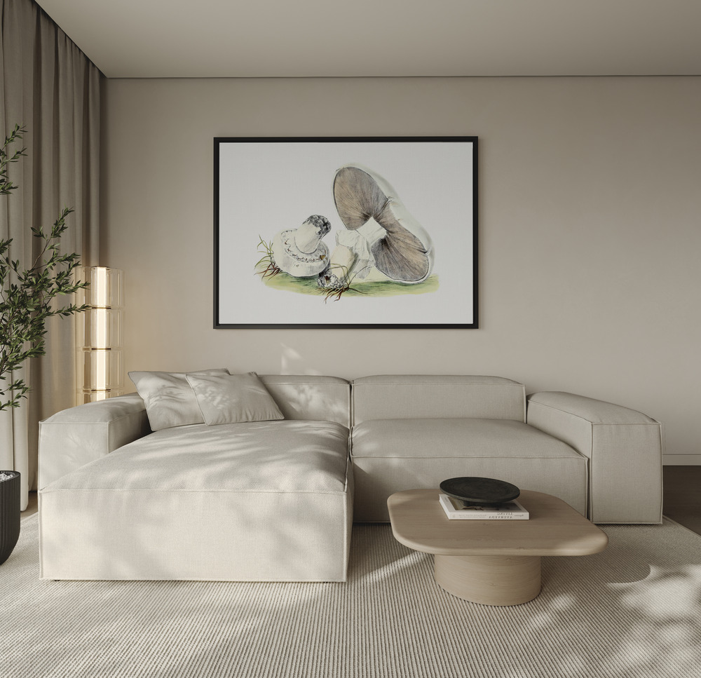 Canvas print - Hand Drawn Horse Mushroom over the sofa