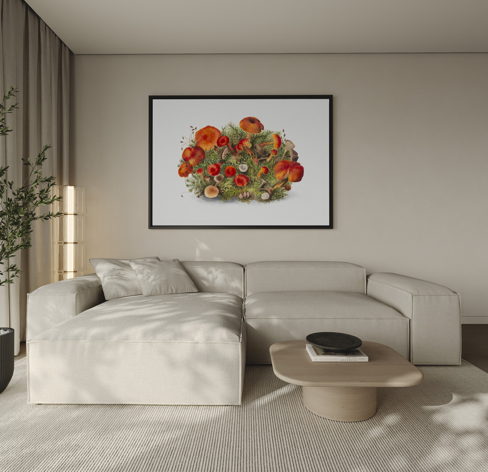 Canvas print - Study of Mushrooms (1880) Horizontal over the sofa