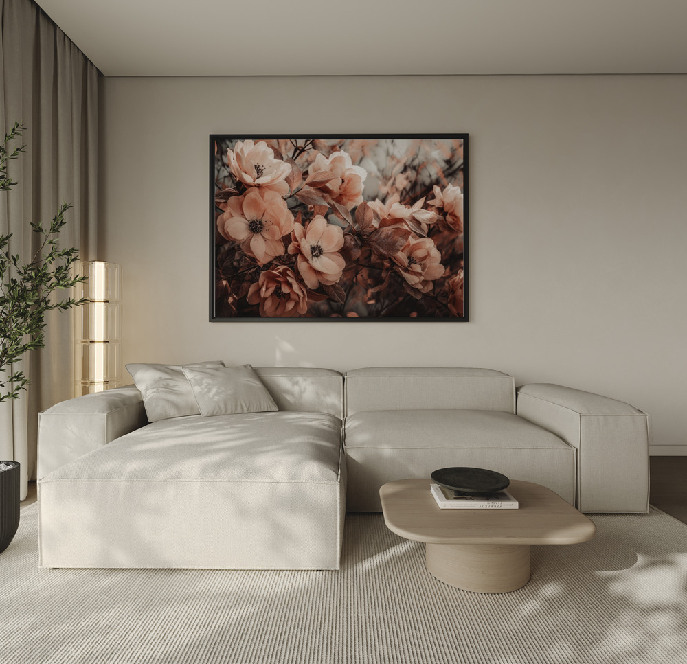 Canvas print - Coral Wild Peony over the sofa