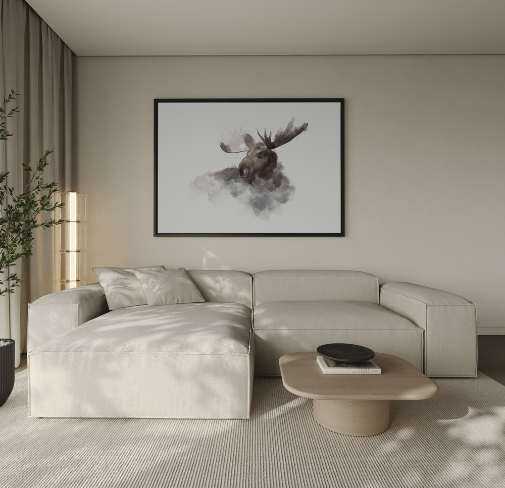 Canvas schilderi - Elk over de bank