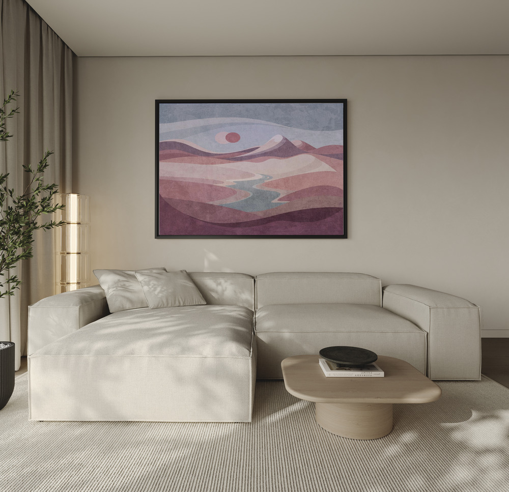 Stampe su tela - Blush Horizon Vista sopra il divano