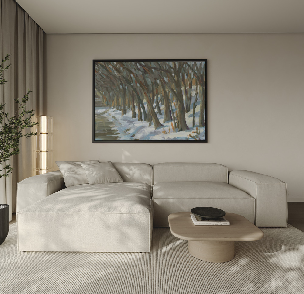 Lienzo - Winter Trees sobre el sofá