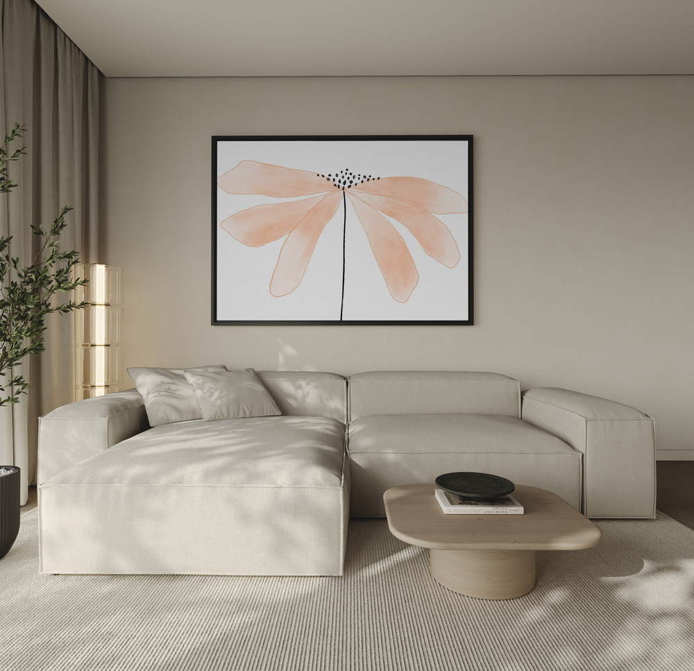 Canvas taulu - Peach Flower sohvan yli
