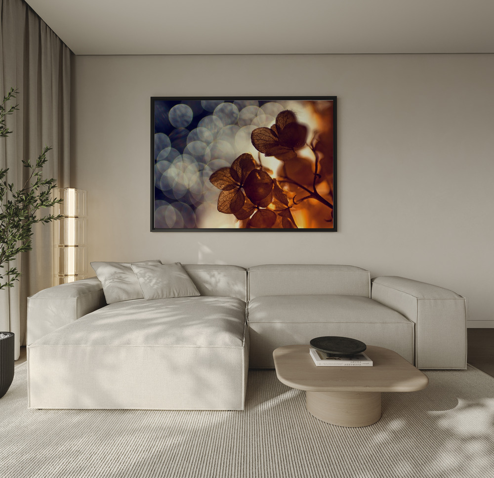 Canvas print - Bokeh Blossoms Twilight over the sofa
