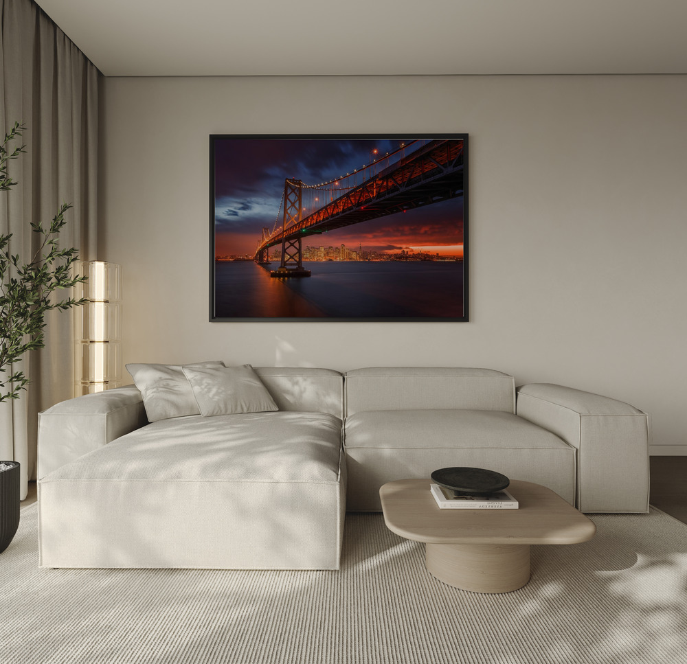 Stampe su tela - Fire over San Francisco over the sofa