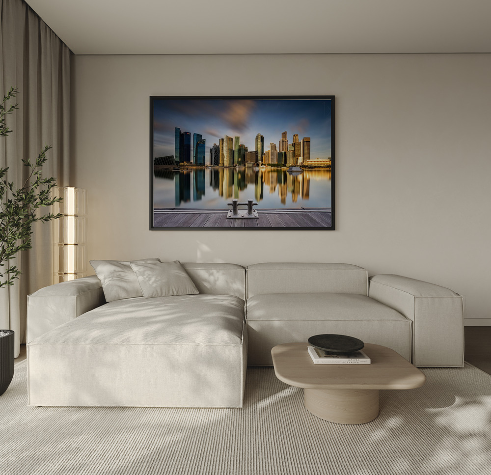 Canvas print - Golden Morning in SIngapore over the sofa