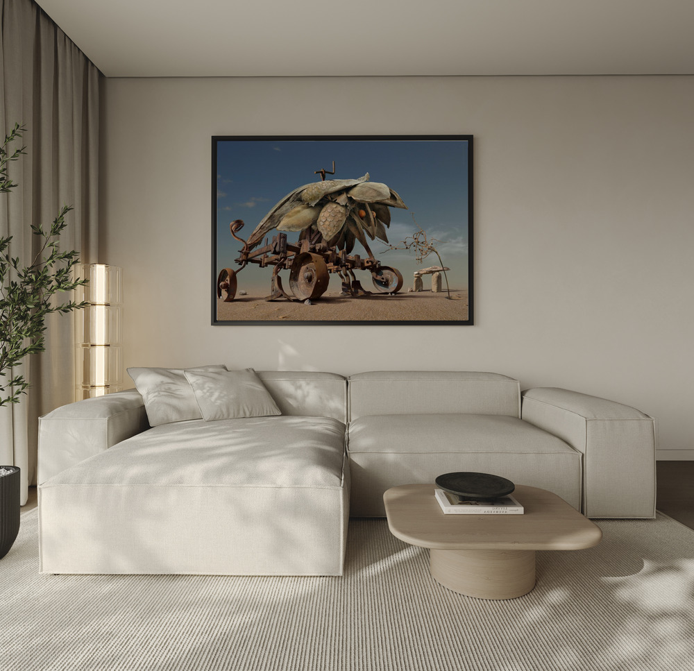 Canvas schilderi - Encounter in the desert over de bank