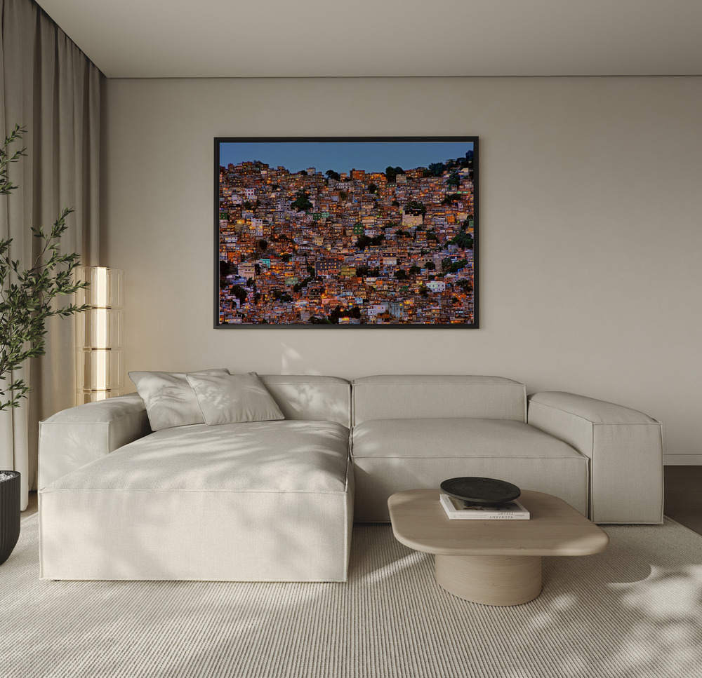 Canvas print - Nightfall in the Favela da Rocinha over the sofa