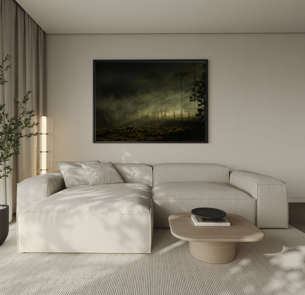 Canvas schilderi - Misty Morning over de bank