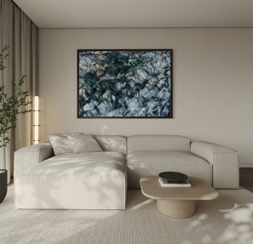 Canvas print - ICE Texture in Hopper Glacier over the sofa