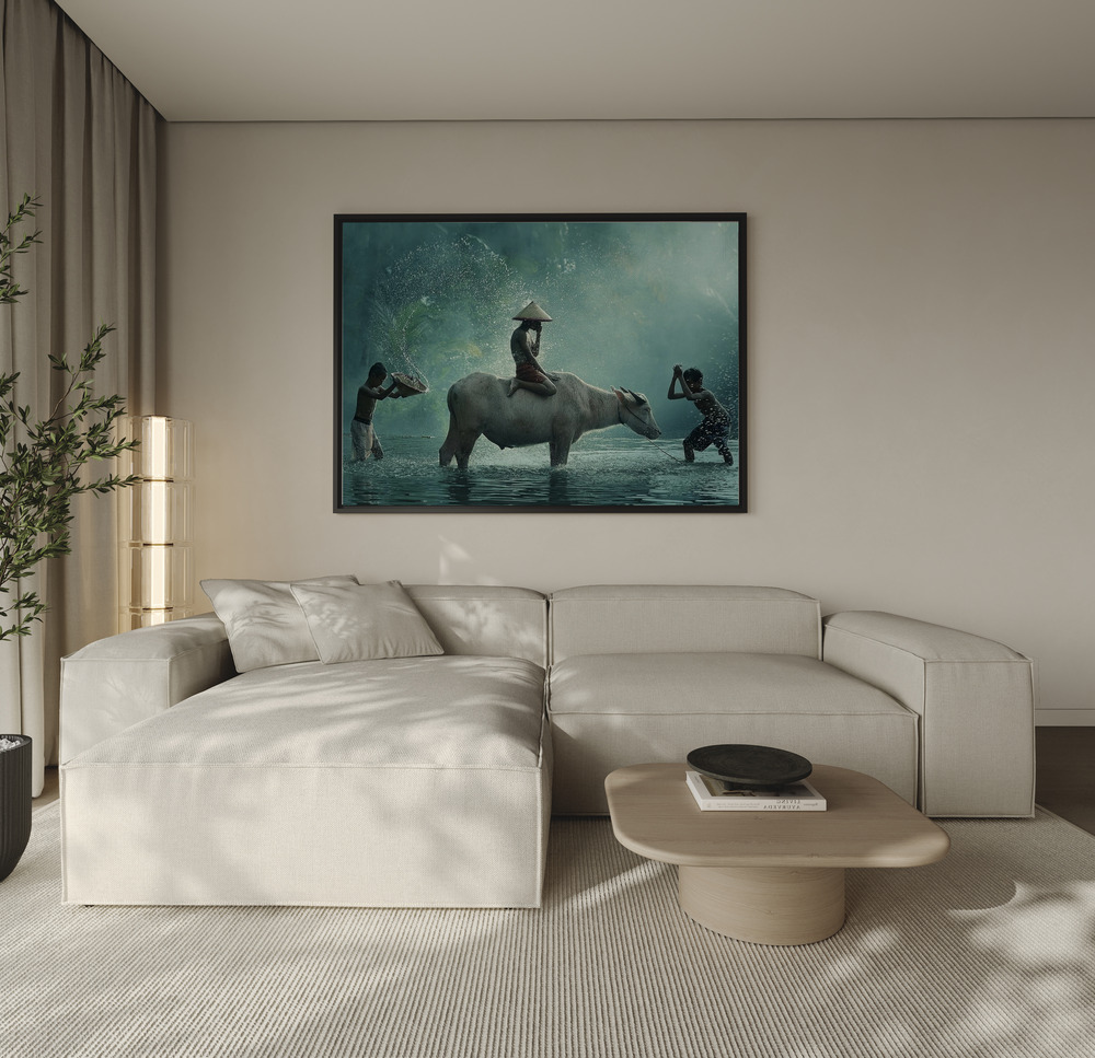Canvas taulu - Vattenbuffel sohvan yli