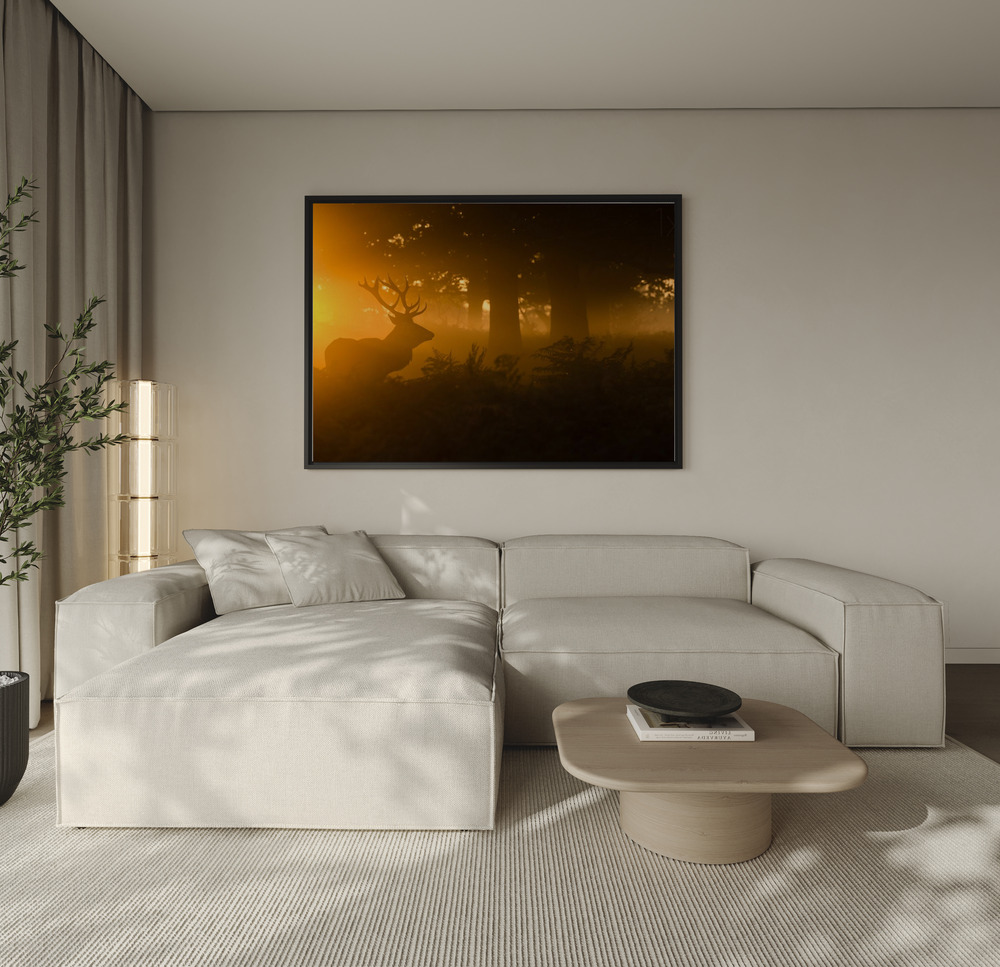 Toile - Stag in the mist au-dessus du canapé