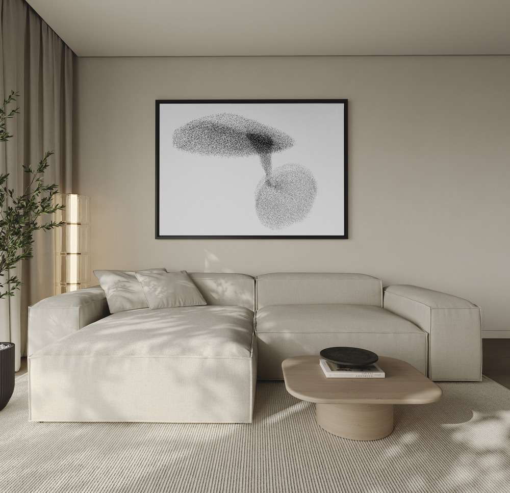 Canvas print - Starlings dance over the sofa