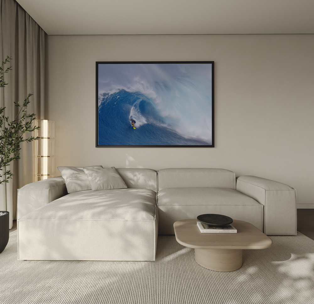 Canvas print - Surfing Jaws over the sofa
