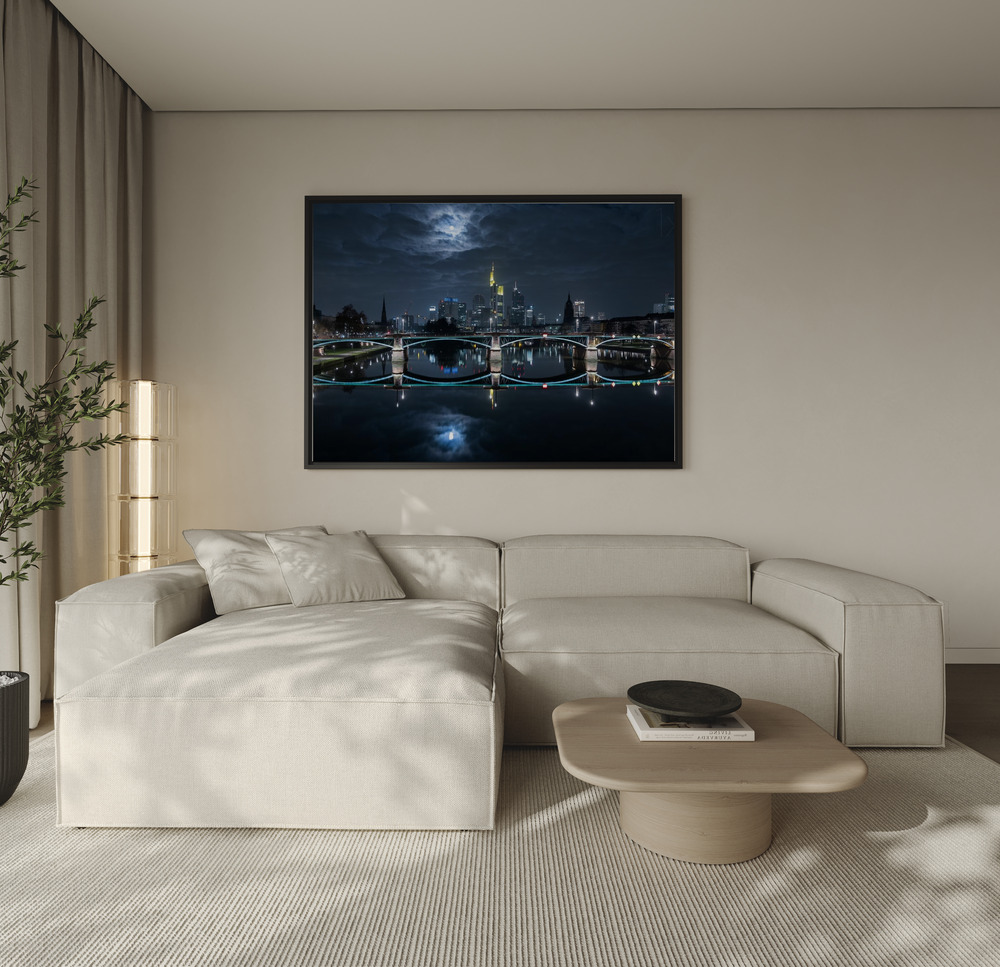 Canvas print - Frankfurt at Full Moon over the sofa