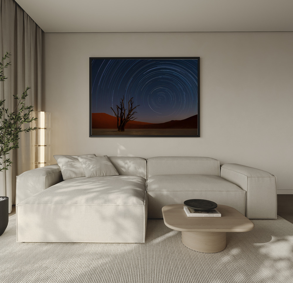 Canvas schilderi - Star Trails of Namibia over de bank
