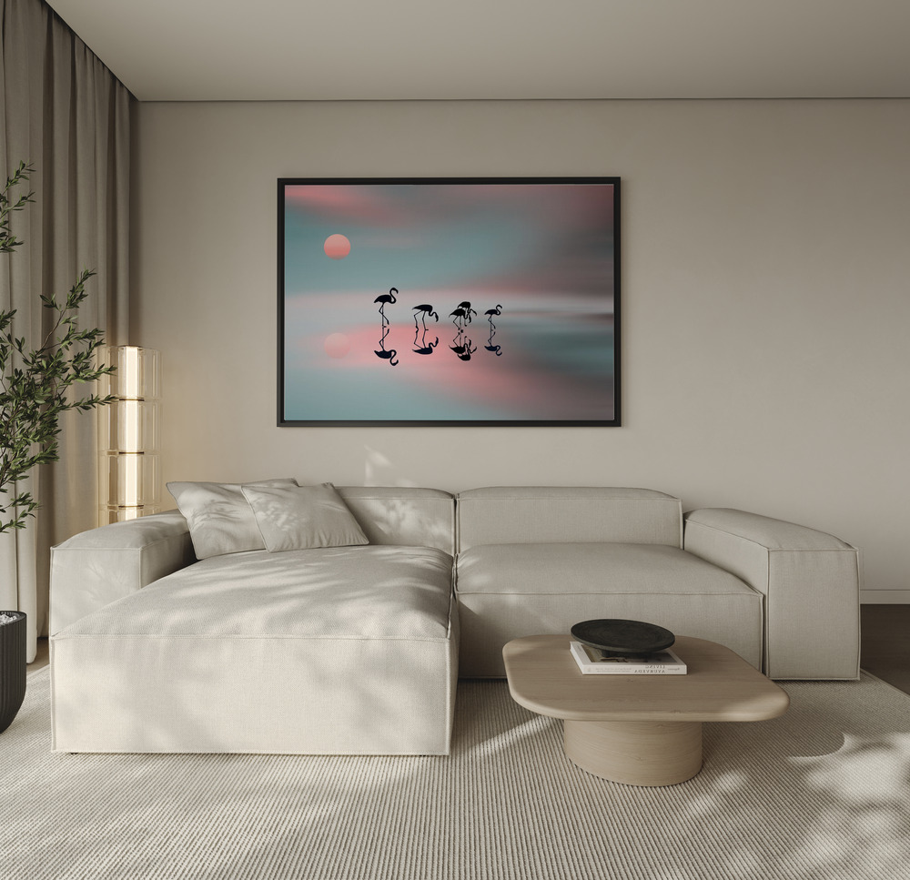 Canvas print - Family Flamingos over the sofa