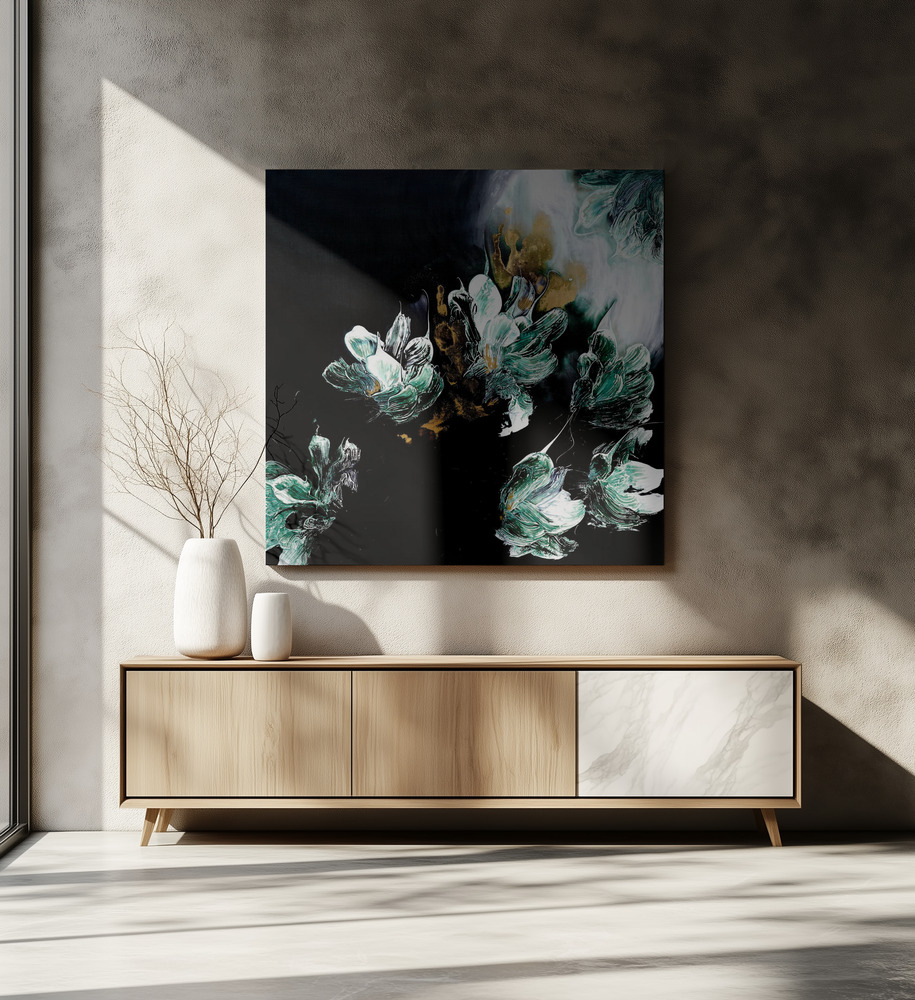 Canvas print - Celestial Garden with Green and White Flowers over dining table