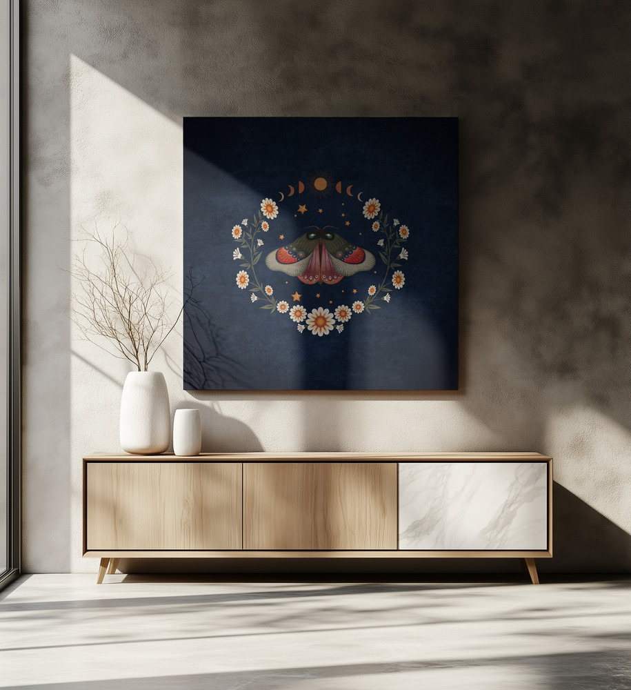 Stampe su tela - Moonlit Moth Symphony sopra il tavolo da pranzo