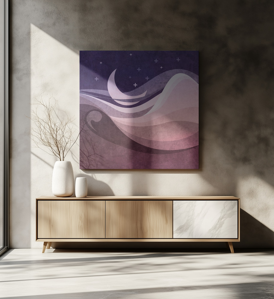 Canvas print - Lunar Wavescape over dining table
