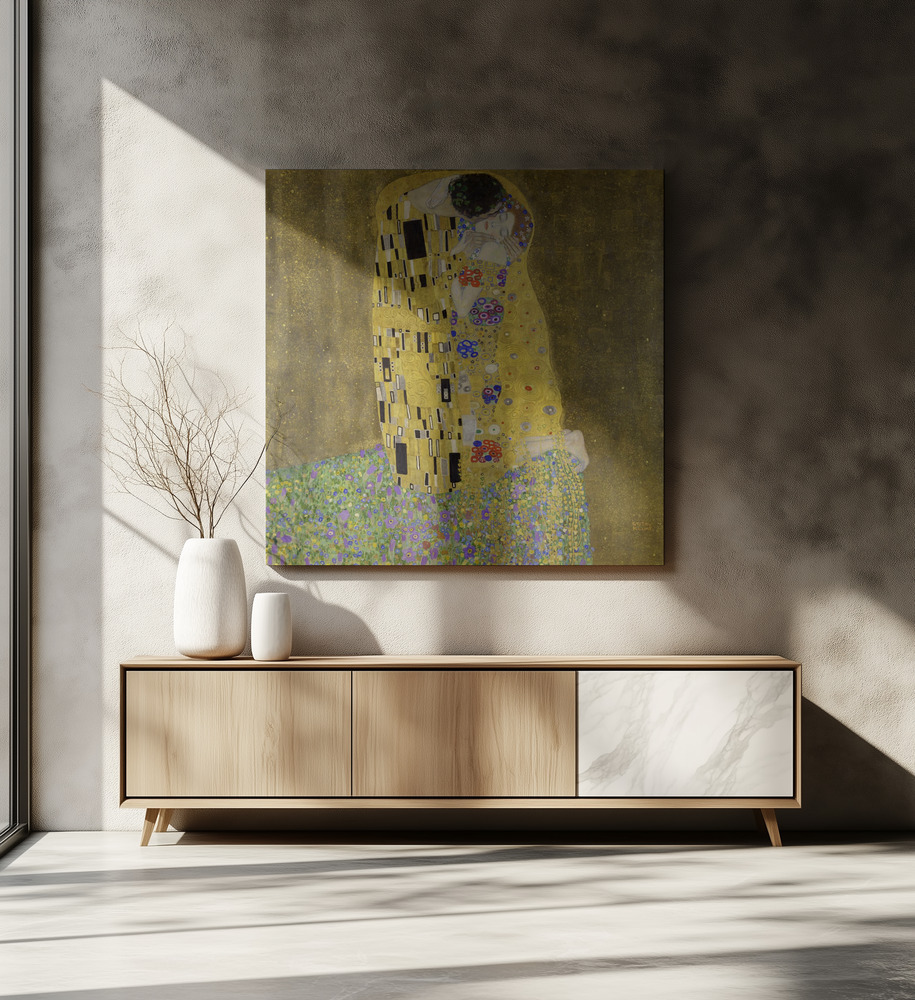 Leinwandbild - The Kiss (1907–1908) über dem Esstisch