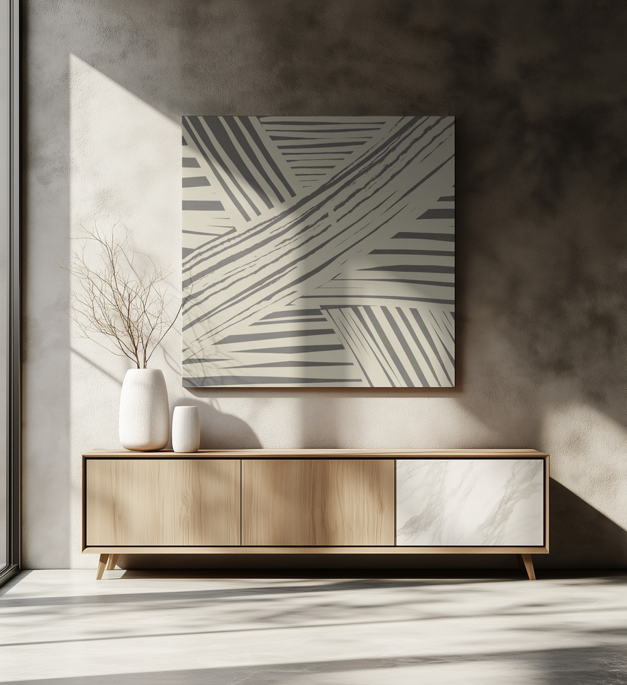 Canvas print - Grey diagonal stripe pattern over dining table