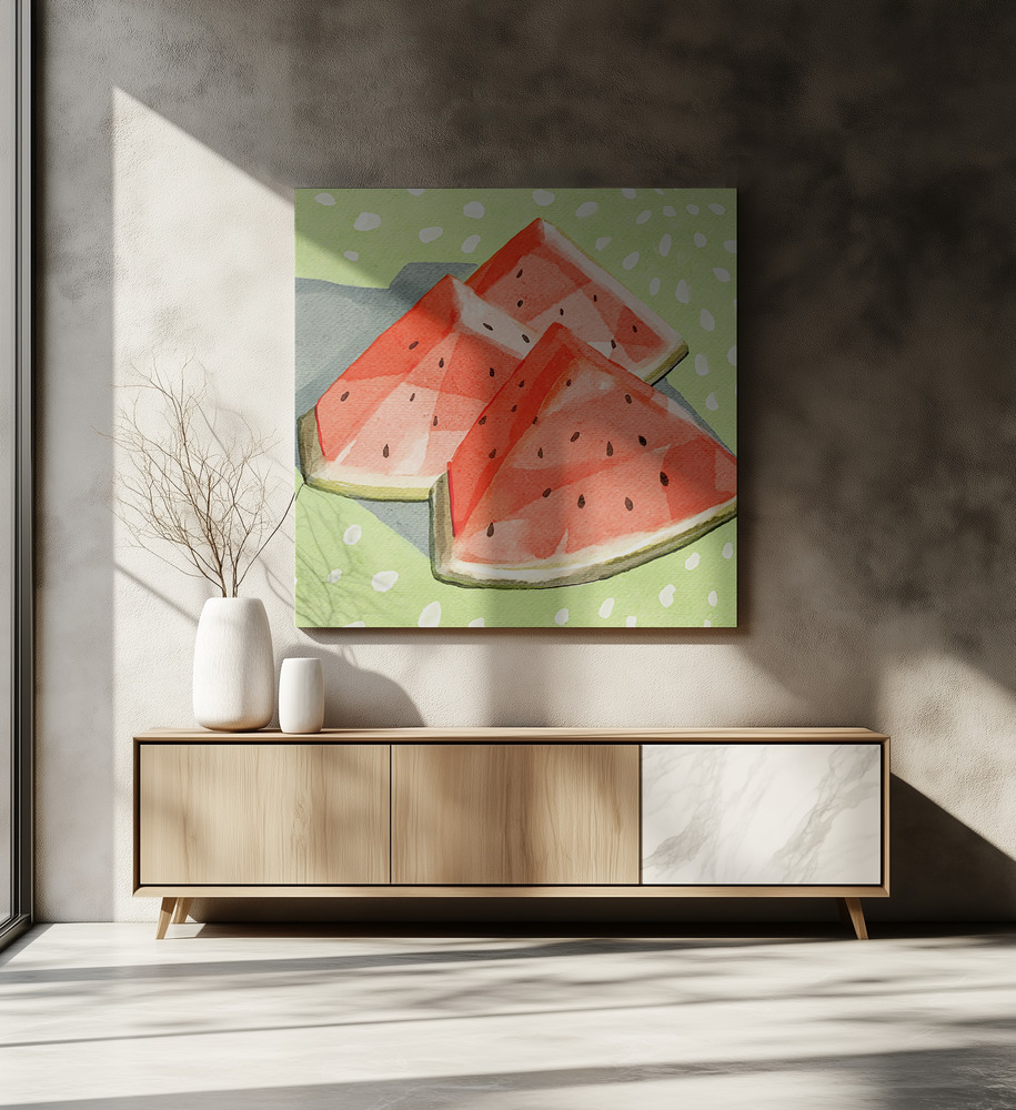 Canvas print - Watermelon over dining table