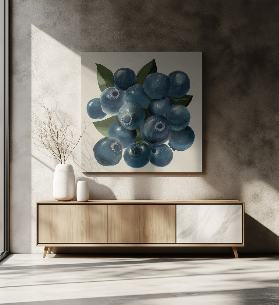 Canvas print - Blueberries over dining table