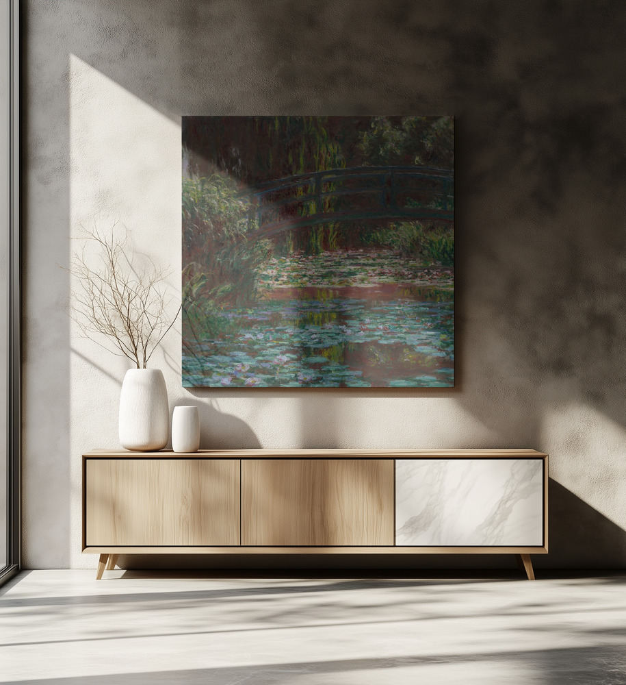 Canvas schilderi - Water Lily Pond boven eettafel