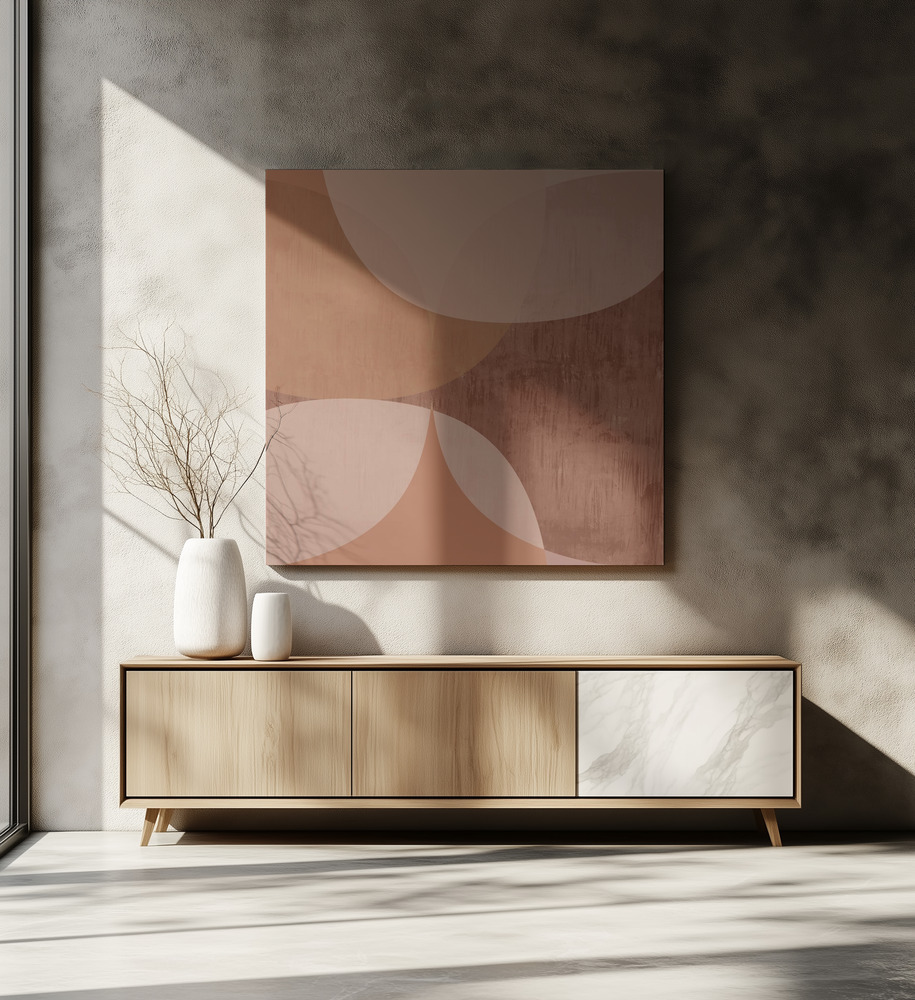 Canvas print - Modern Mocha Abstract Shapes 4 over dining table