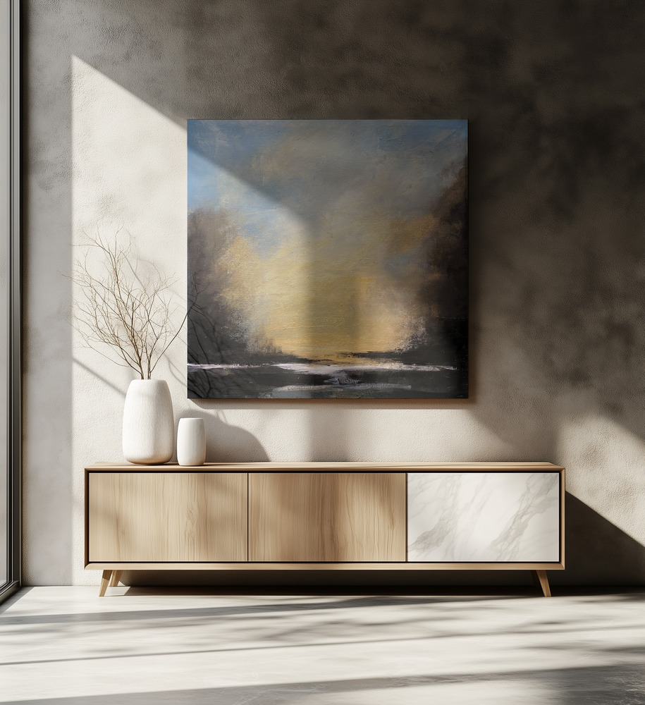 Canvas print - Serene Sunset Over a Tranquil Horizon over dining table