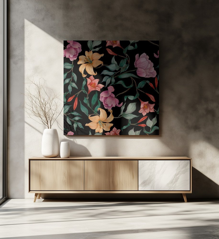 Canvas print - Lilies and Peonies Elegance over dining table