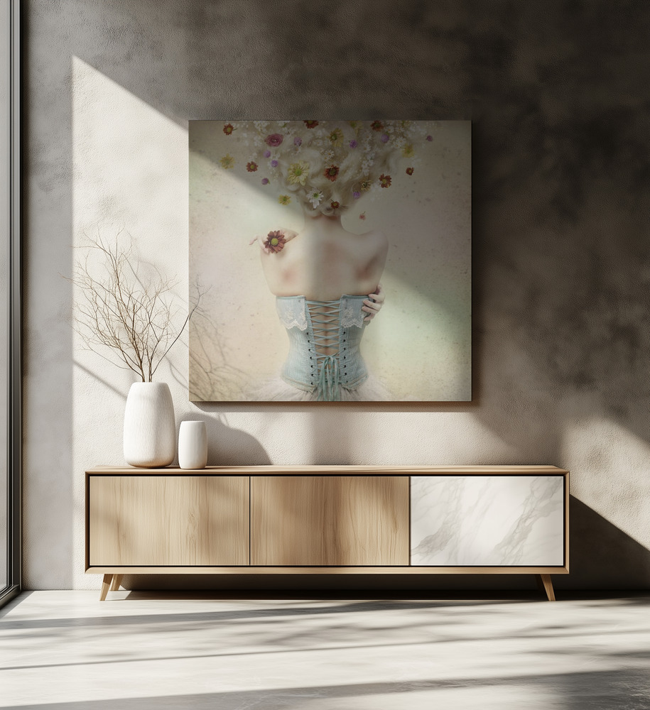 Canvas print - Girl of the flower garden over dining table