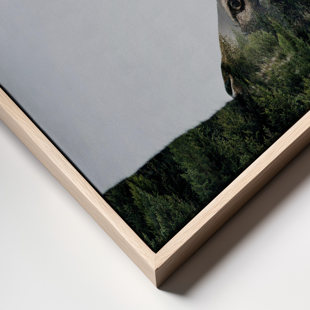 Canvas schilderi - Antler Double-exposed frame close up - natuurlijk frame