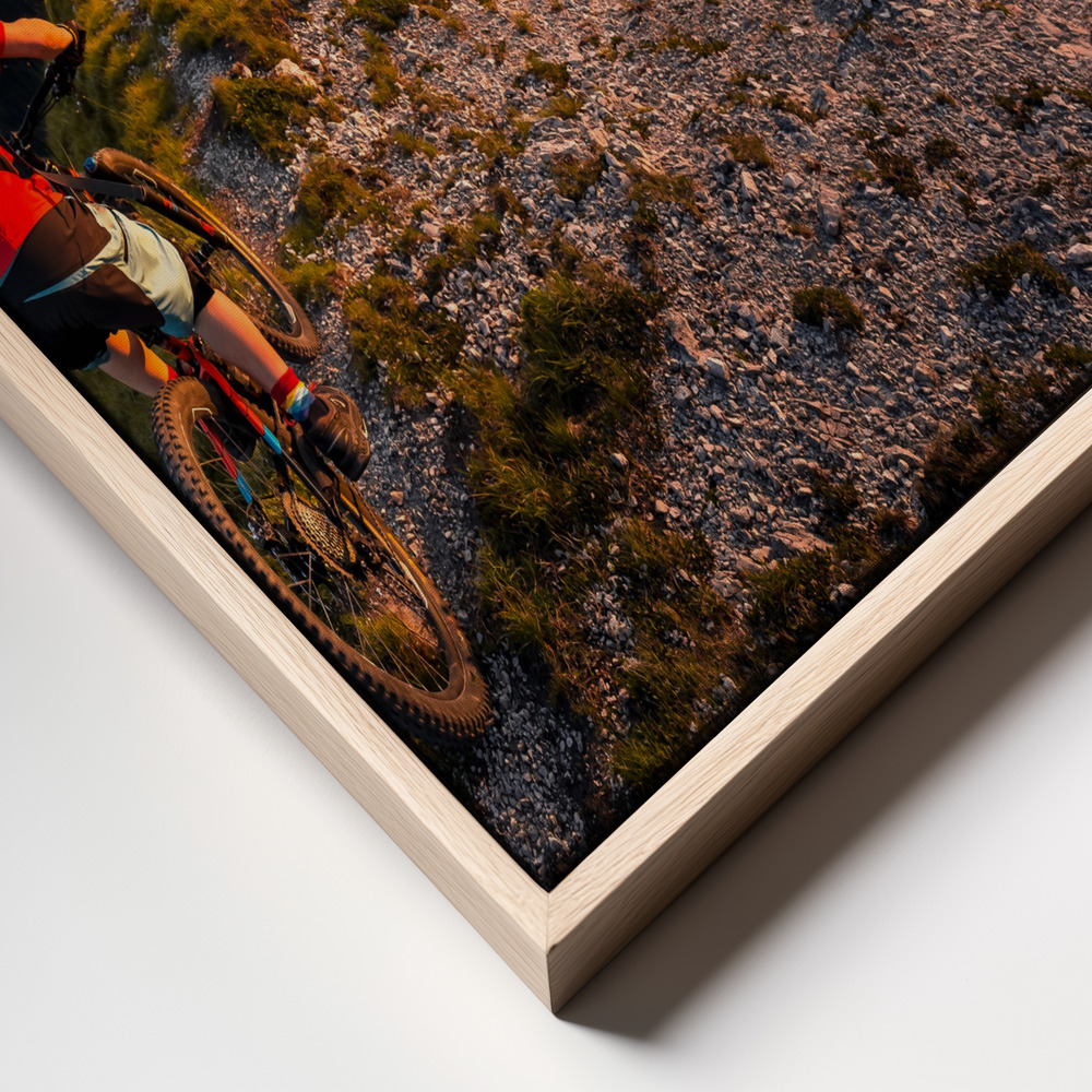 Canvas schilderi - Riding ridge singletrack frame close up - natuurlijk frame