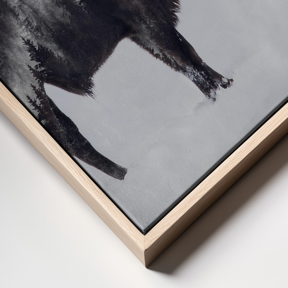 Canvas schilderi - Bison - Double Exposure frame close up - natuurlijk frame