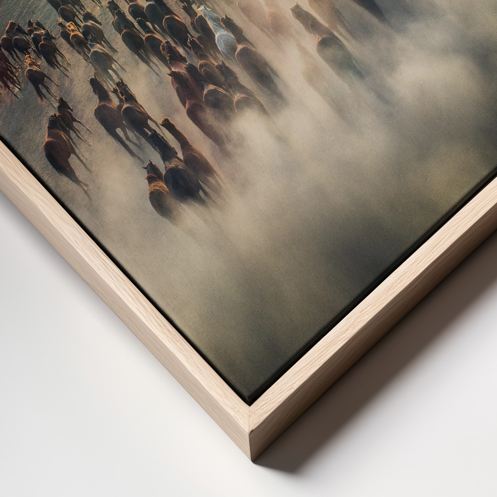 Canvas taulu - Wild Horses kehys lähikuva - luonnollinen kehys