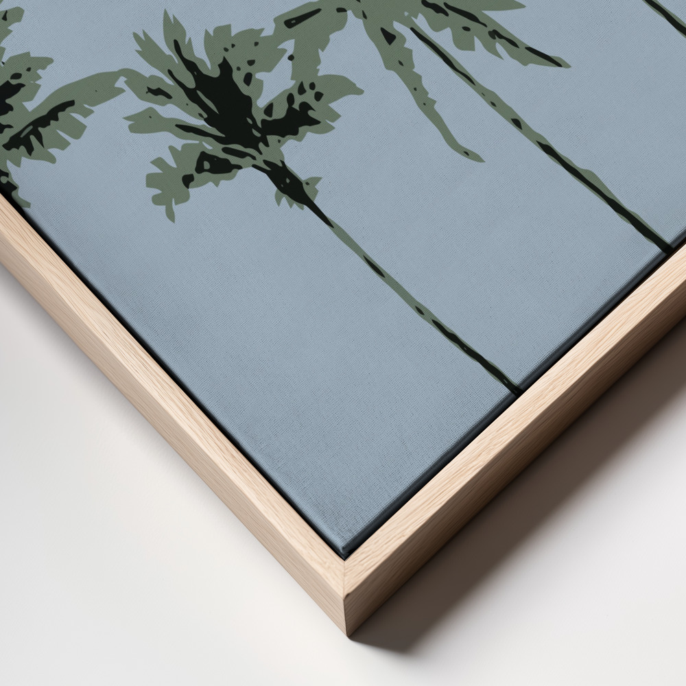 Canvas print - Palms Blue frame close up